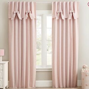 Pottery Barn Kids Evelyn Bow Valance Blackout Curtain - Blush- NWT 44x84L
